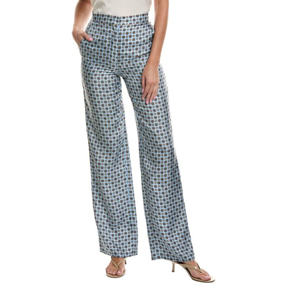 Max Mara Womens Fauna Silk Trouser, Blue